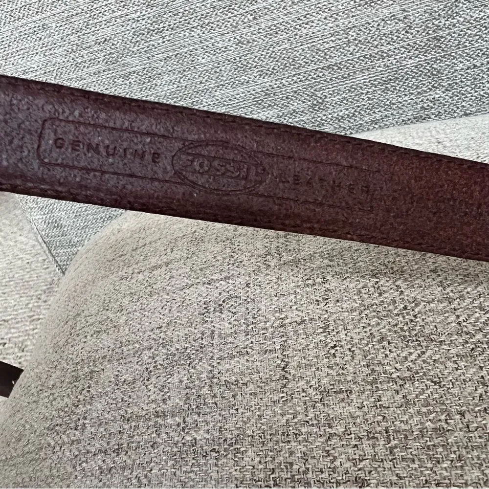 Vintage Fossil Brown Leather Belt With Ornate Buckle